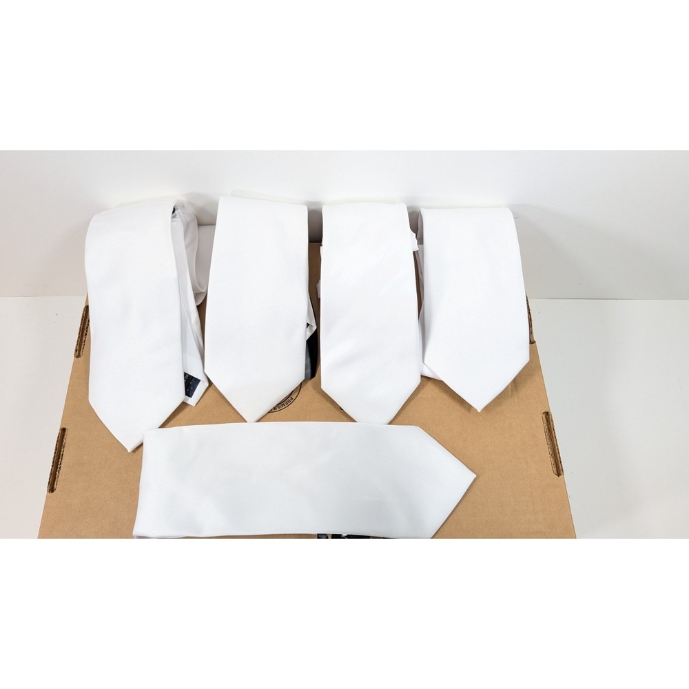 Lot of 5 Stacy Adams Men's Tie Solid White Satin Microfiber 3 1/4 - Picture 4 of 7